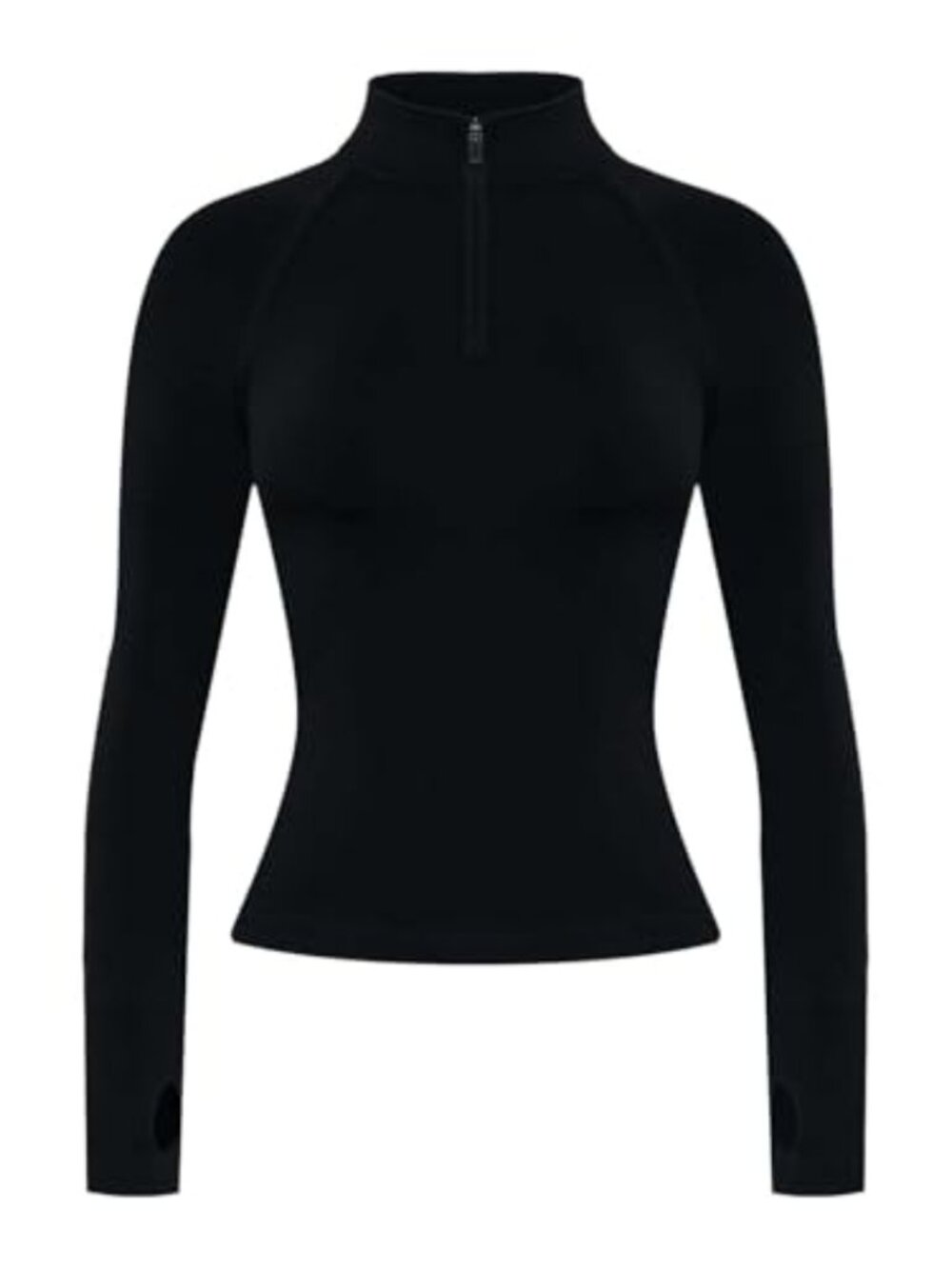 Half Zip Cropped Slim Fit Long Sleeve Yoga Jacket Athletic Top with Thumb Holes